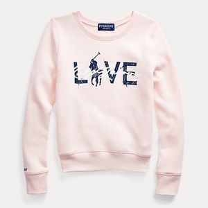 RALPH LAUREN Sweatshirt Sweater Fleeced Pink Pony Live Love